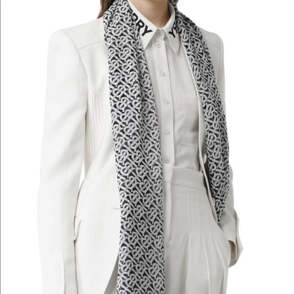 NWT Burberry TB Monogram Chiffon Scarf